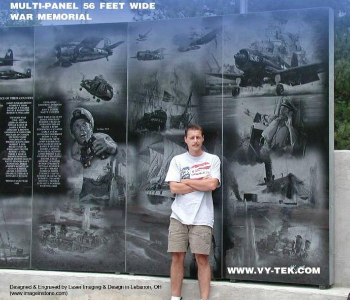 Jim Smith from Laser Imaging & Design standing in front of his Laser Engraved Memorial